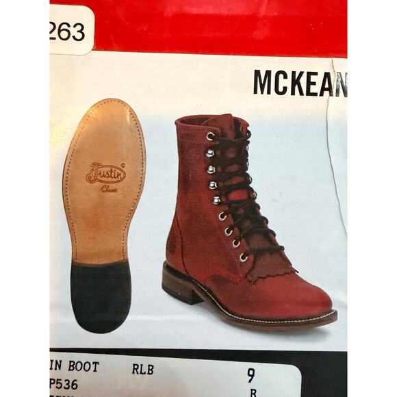 Justin McKean Red Water Buffalo 7” Women’s Roper Toe size 9 B NWT - Picture 7 of 8